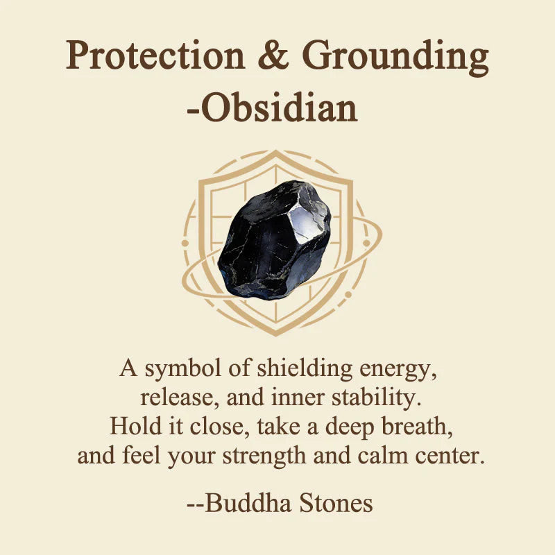 Buddha Stones Protection & Grounding Natural Small Black Obsidian Worry Stone Crystal Decor 3.5*4.5cm