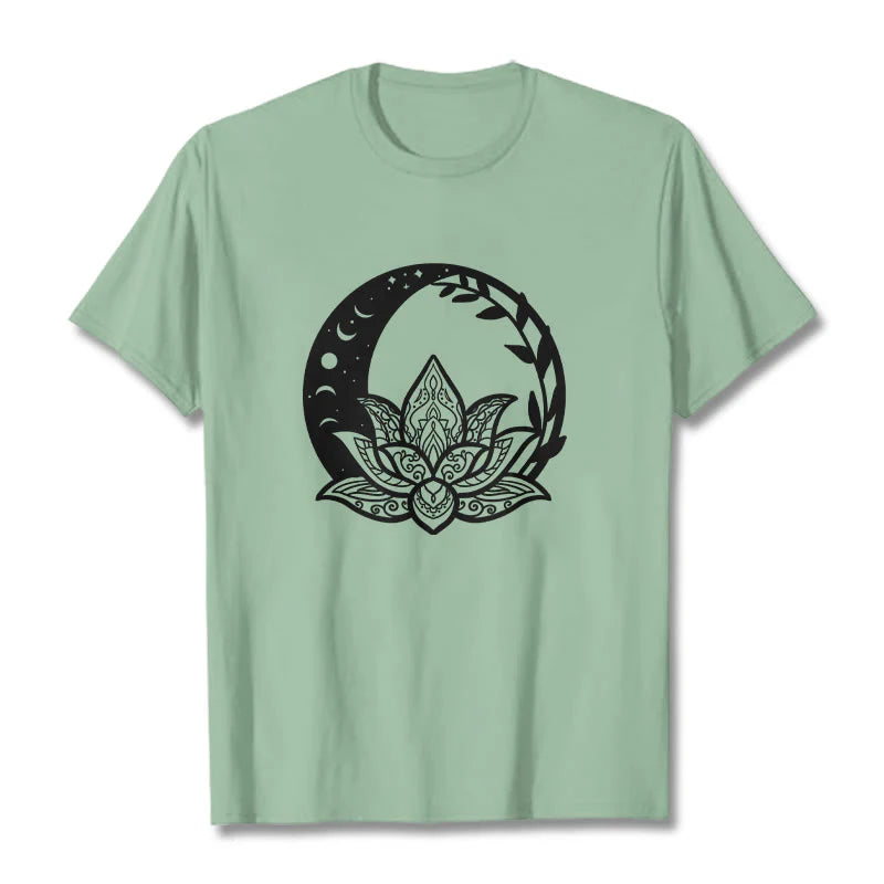 Buddha Stones Lotus Flower Sun Moon Intertwining Vines Tee T-shirt