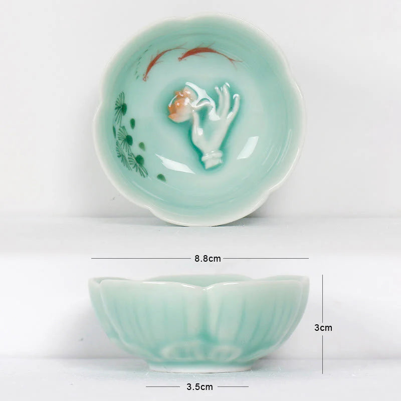 Buddha Stones Koi Fish Lotus Hand Teacup Kung Fu Tea Cup
