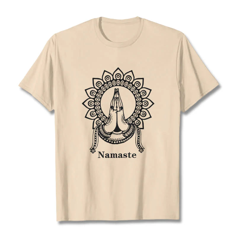 Buddha Stones Namaste Gesture Mandala Pattern Tee T-shirt