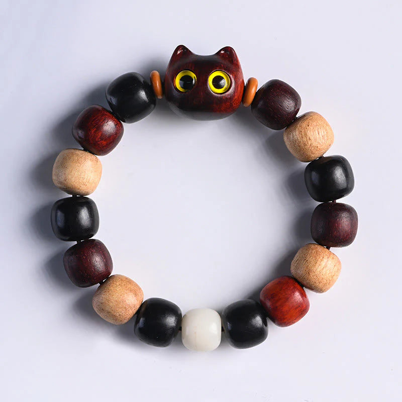 FREE Today: Release Mood Red Sandalwood Ebony Wood Cute Cat Calm Bracelet