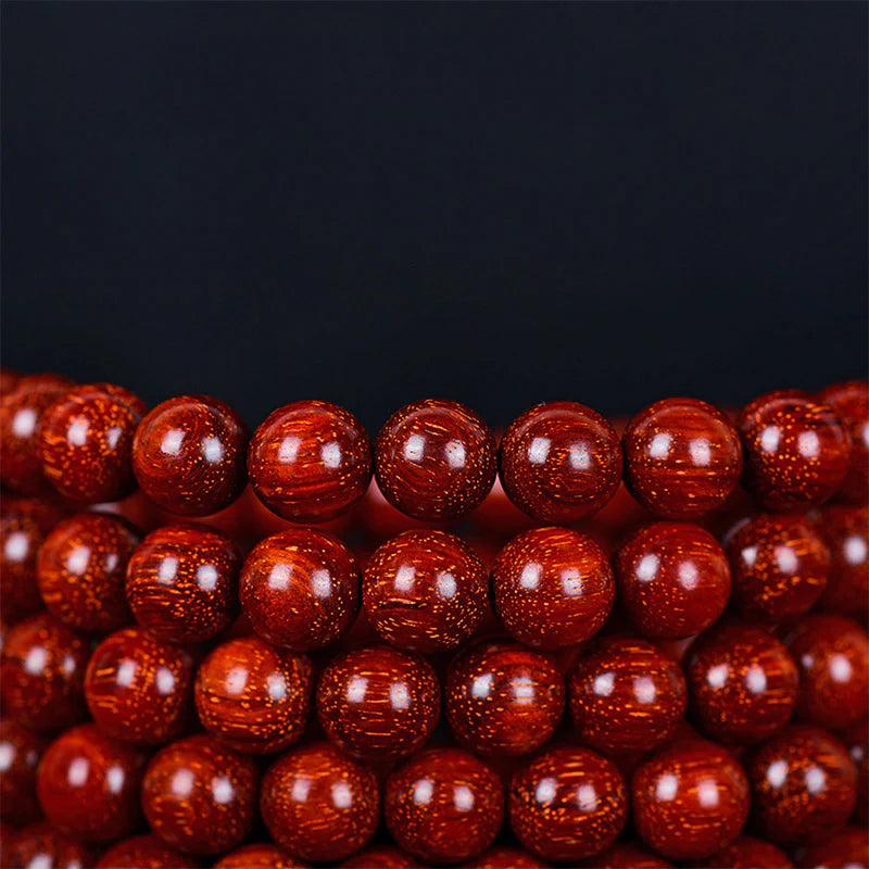 Buddha Stones Tibetan Small Leaf Red Sandalwood Balance Bracelet