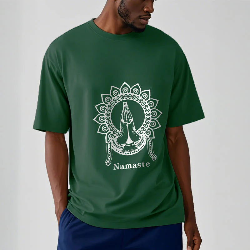 Buddha Stones Namaste Gesture Mandala Pattern Tee T-shirt