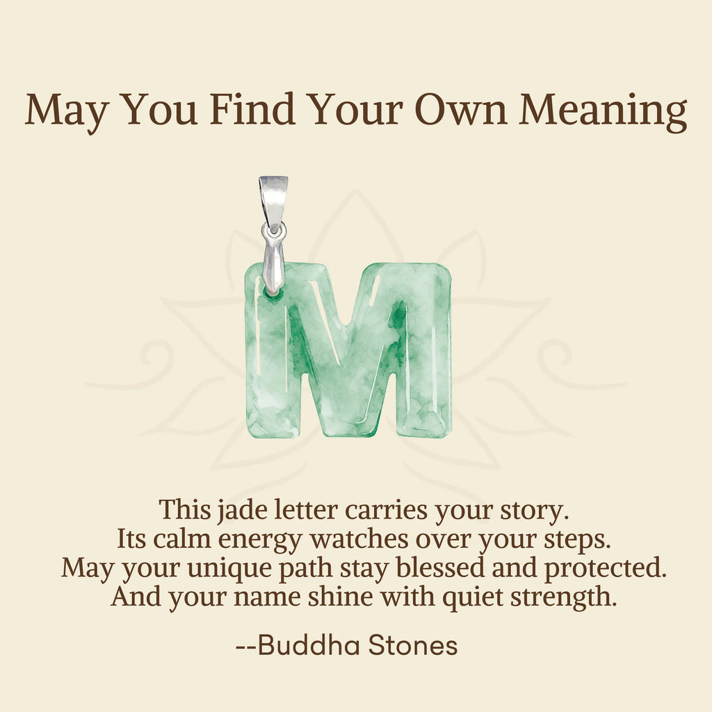 Buddha Stones May You Find Your Own Meaning Natural A-Z Letter Jade 925 Sterling Silver Chain Necklace Includes Gift Message Card