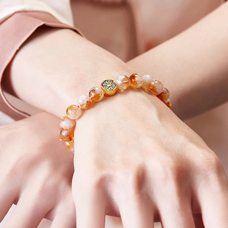Buddha Stones 999 Sterling Silver Om Mani Padme Hum Citrine Protection Bracelet