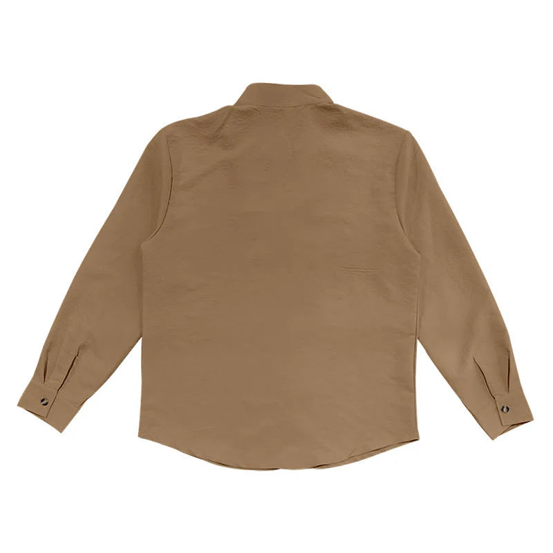 Buddha Stones Solid Color Buttons Fall Long Sleeve Men's Shirt