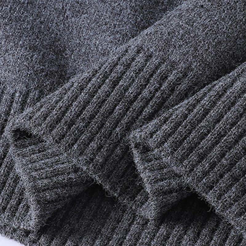 Buddha Stones Winter Buttons Crew Neck Design Warm Men's Long Sleeve Knitted Sweater