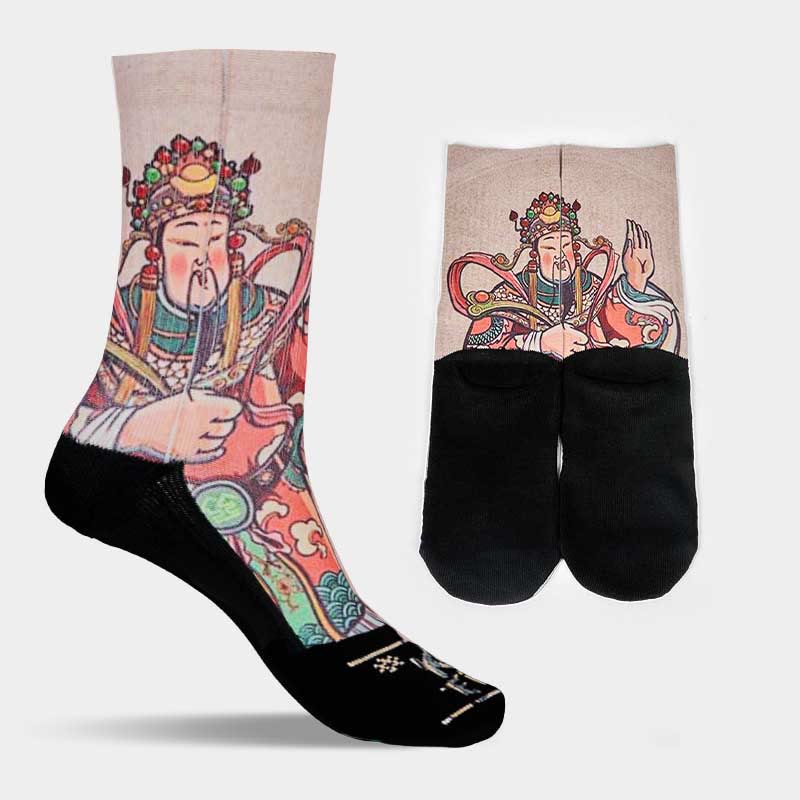 Buddha Stones Casual God Of Wealth Ruyi Handle Micro Crew Men Women Unisex Socks