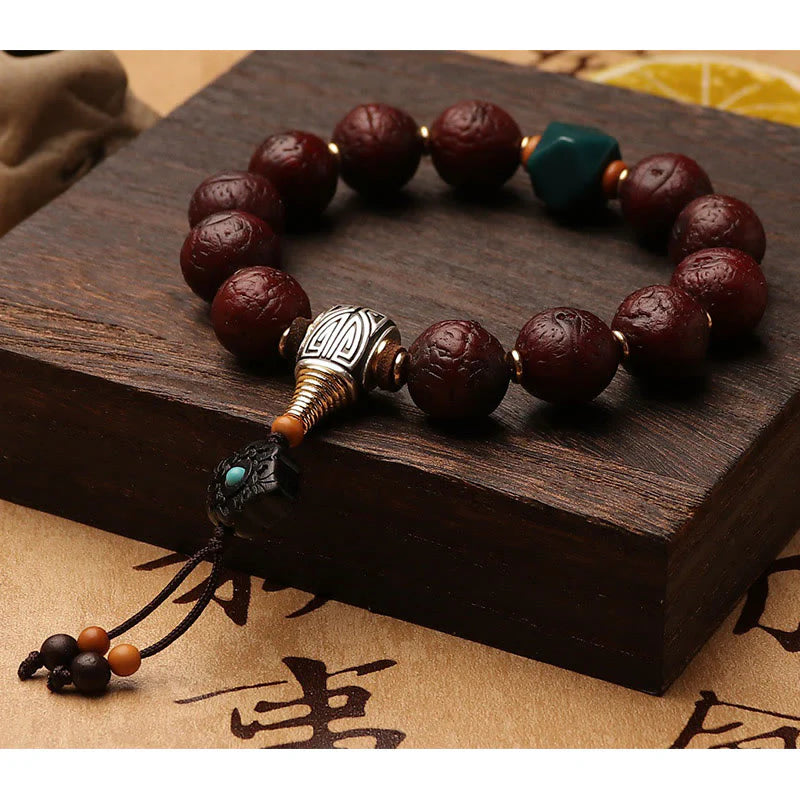 Buddha Stones Tibetan Bodhi Seed Agate Bead Luck Wealth Tassel Charm Wrist Mala (Extra 30% Off | USE CODE: FS30)