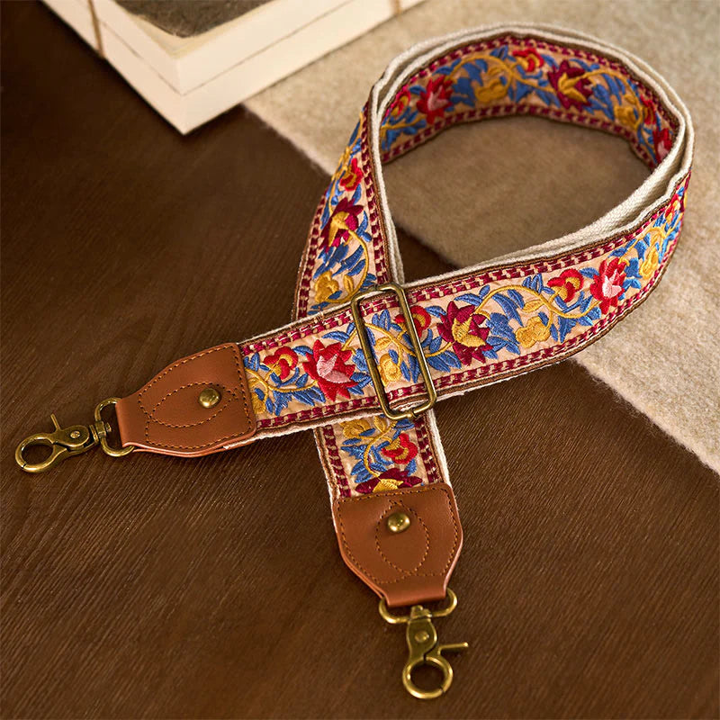 Buddha Stones Bohemian Flower Vine Geometric Embroidery Adjustable Handbags Crossbody Shoulder Bag Purse Straps Replacement