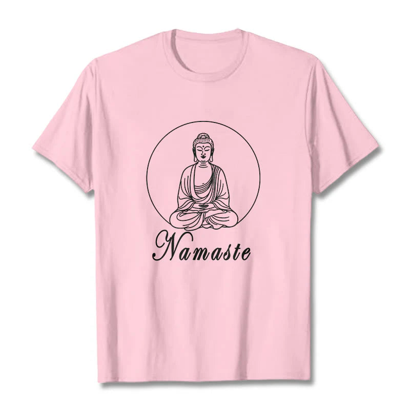 Buddha Stones NAMASTE Buddha Meditating Tee T-shirt