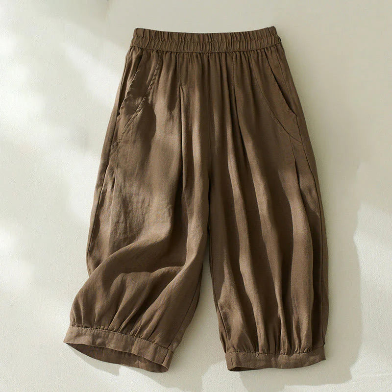 Buddha Stones Commute Pure Color High Waist Women's Harem Pants With Pockets
