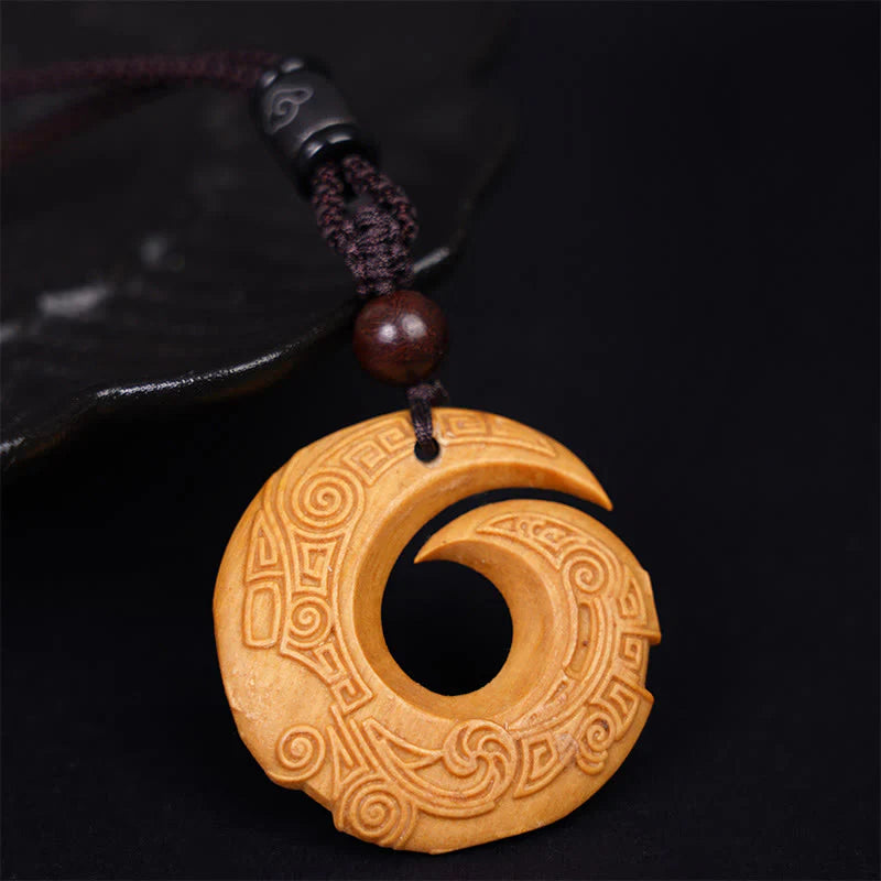 FREE Today: One's Luck Improves Design Ebony Wood Sandalwood Necklace Pendant