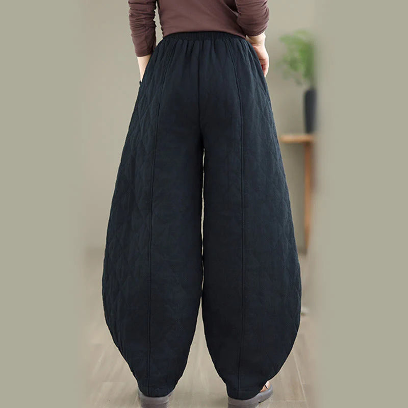 Buddha Stones Winter Diamond Pattern Cotton Women's Pants With Pockets