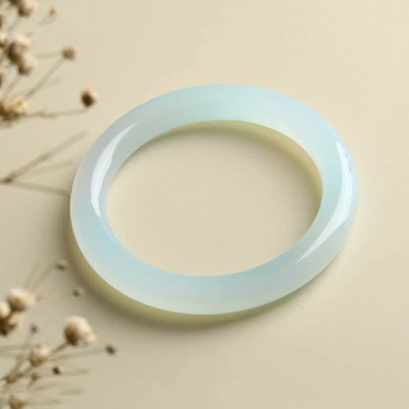 Buddha Stones Natural Aquamarine Blessing Serenity Bangle Bracelet