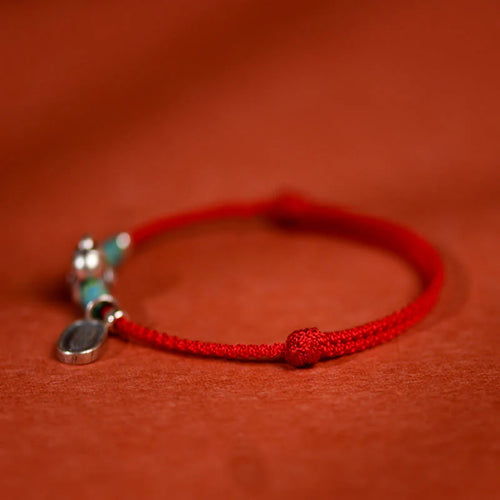 Buddha Stones 999 Sterling Silver Year Of The Horse 925 Sterling Silver Peace And Joy Charm String Braided Luck Bracelet Anklet