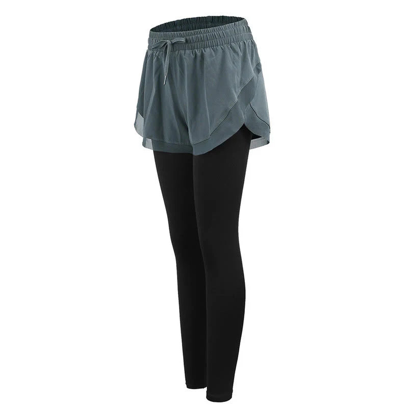 Buddha Stones 2 In 1 Sports Tights Outdoor Fitness Women's Leggings Yoga Pants