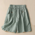 Buddha Stones Summer Casual Buttons Plain Cotton Women's Shorts With Pockets