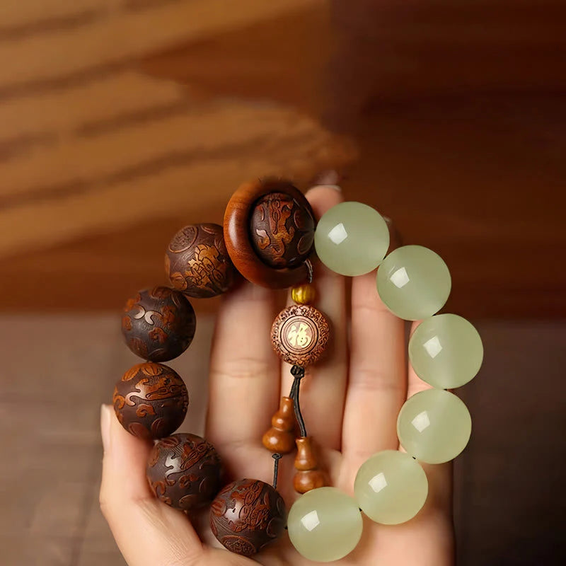 FREE Today: Cure and Warmth Sappan Wood Engraving PiXiu Fu Character Bracelet