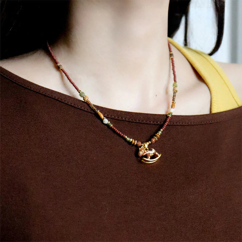 Buddha Stones Year Of The Horse Copper Tiger Eye Various Beads Balance Necklace Pendants