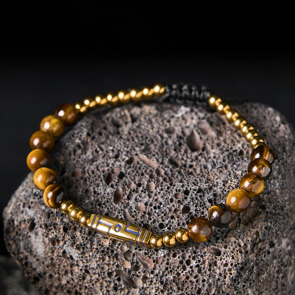 Buddha Stones Cute Bone Pattern Tiger Eye Courage Beads Bracelet