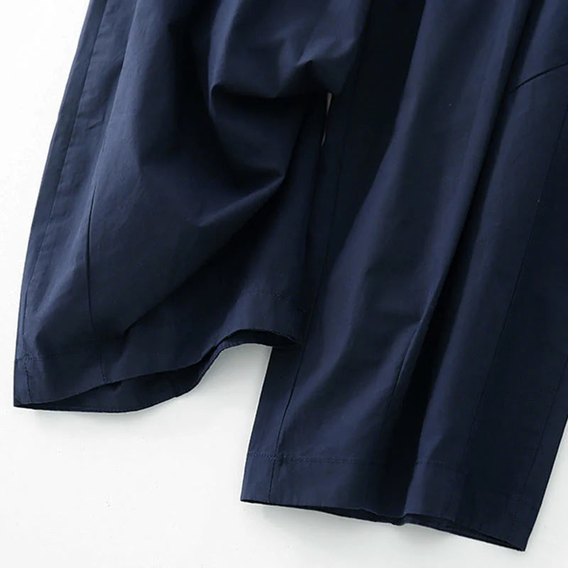 Buddha Stones Plain High Waist Pleats Design Women's Harem Pants With Pockets