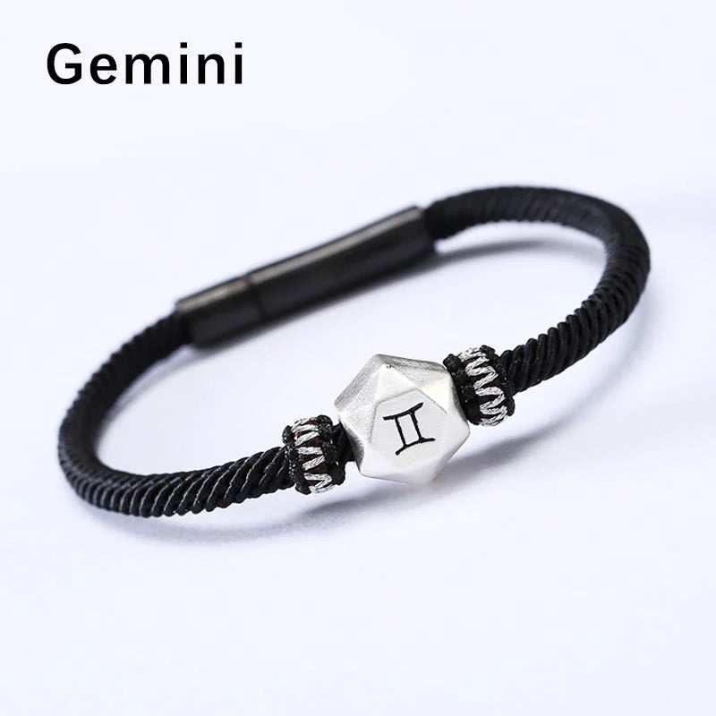 Buddha Stones 999 Sterling Silver 12 Constellations of the Zodiac Protection Handmade String Bracelet (Extra 35% Off | USE CODE: FS35)