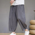 Buddha Stones Casual Plain Men's Cotton 7-8 Length Harem Pants With Pockets