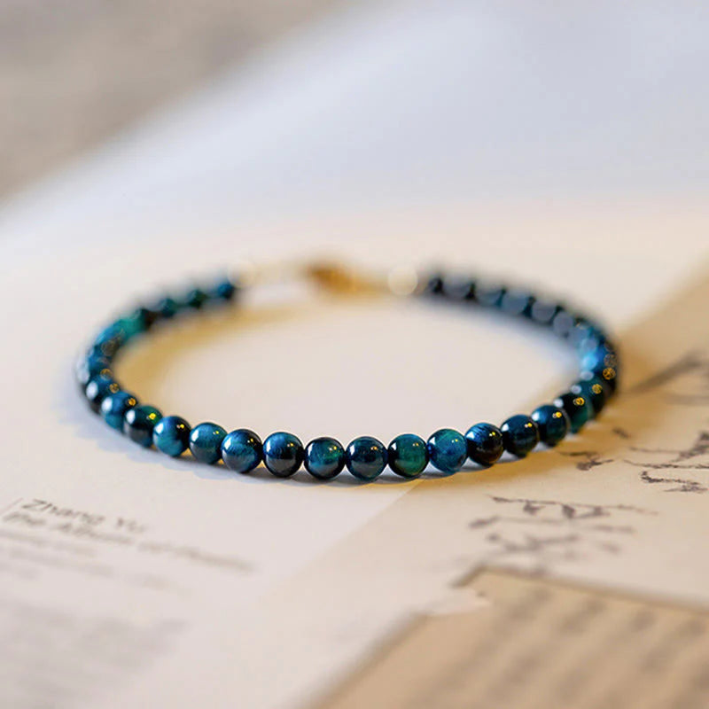 Buddha Stones Natural Blue Tiger Eye Stone Protection Chain Bracelet