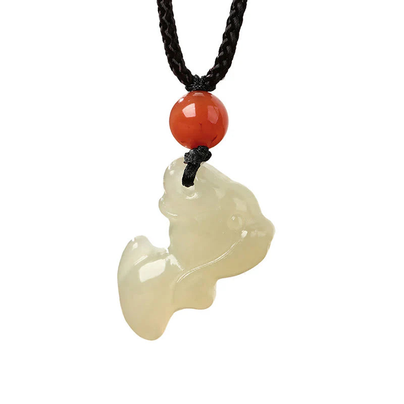 Buddha Stones Chinese Zodiac Year Of The Horse Jade South Red Agate Prosperity Necklace Pendants