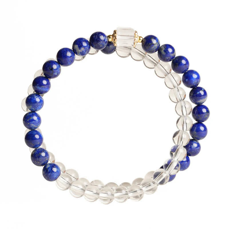 Buddha Stones Lapis Lazuli Clear Quartz Balance Beaded Bracelet