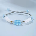 Buddha Stones Natural Aquamarine PiXiu Hetian White Jade Healing Bracelet