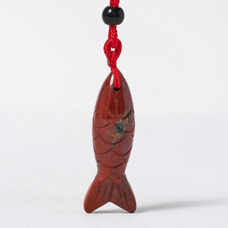 Buddha Stones Carving Koi Fish Pink Crystal Indian Agate Amethyst Warmth Prosperity Necklace Pendant