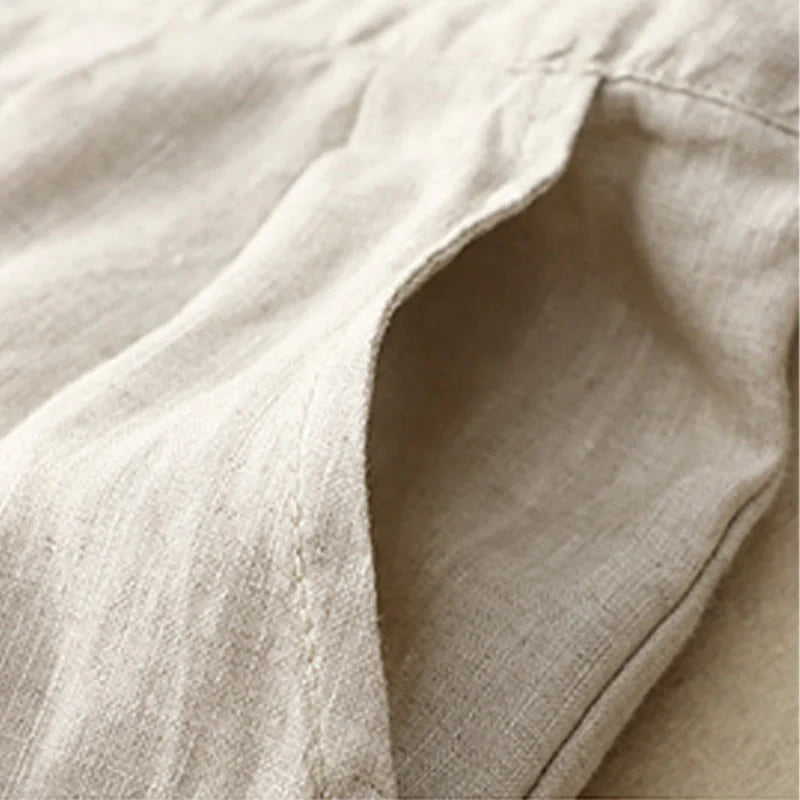 Buddha Stones Spring Casual Solid Color Drawstring Design  Women's Cotton Linen 7-8 Length Wide Leg Pants With Pockets