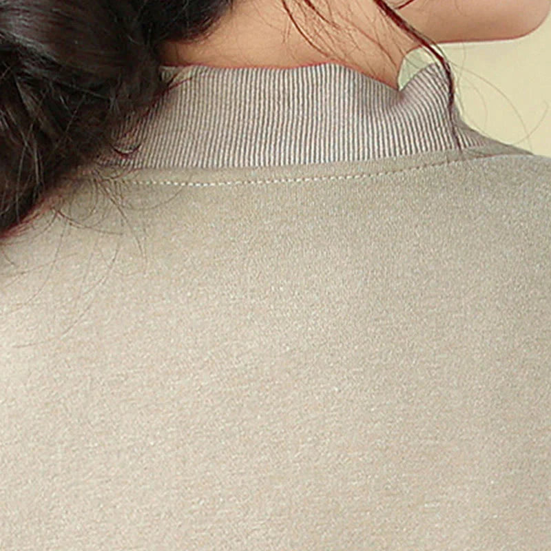 Buddha Stones Plain Women's Buttons Crew Neck Long Sleeve Cotton Jacket With Pockets