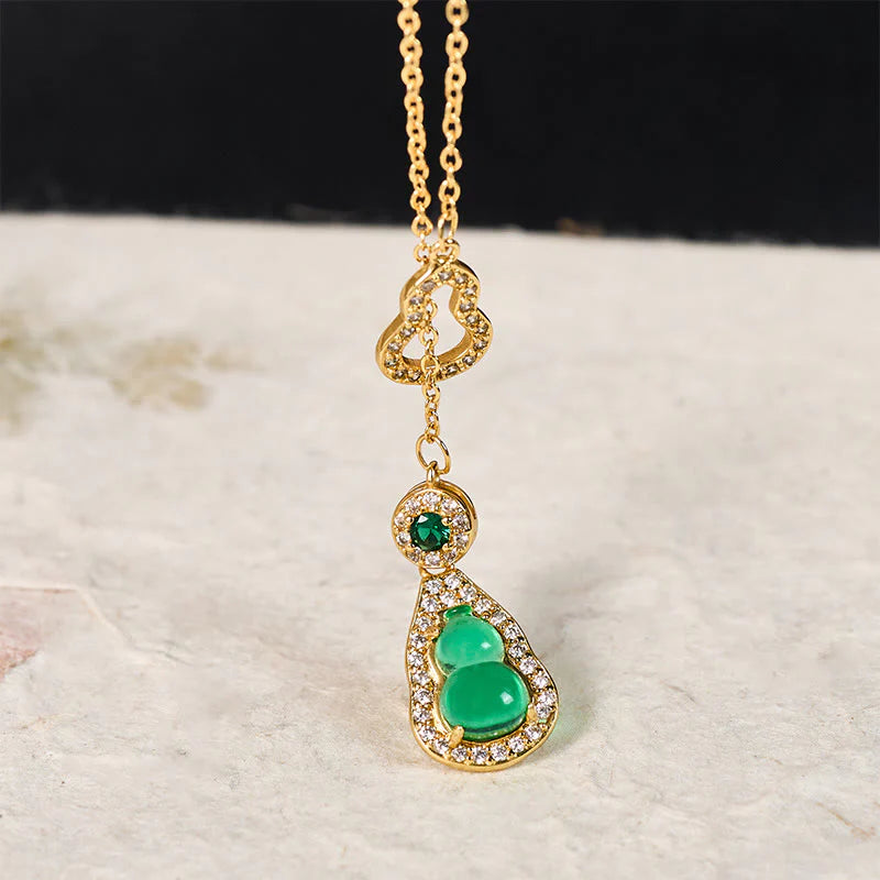 Buddha Stones Colorful Gourd Hollow Design Copper Balance Necklace Pendant