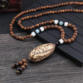 Buddha Stones Tibetan Wenge Wood Bodhi Seed Agate Balance Peace Necklace Pendant (Extra 40% Off | USE CODE: FS40)