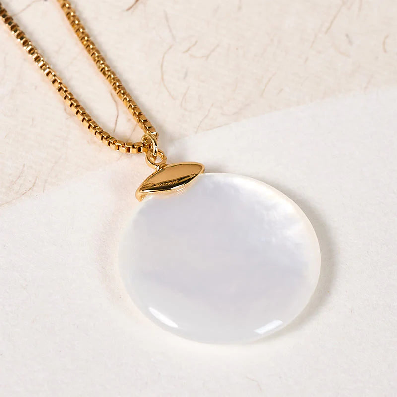 Buddha Stones Round Tridacna Stone Calm Necklace Pendant