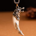 Buddha Stones Imitation Wolf Tooth Titanium Steel Balance Necklace Pendant