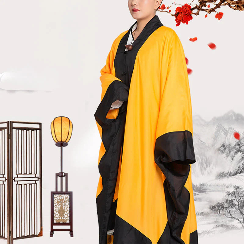 Buddha Stones Wudang Solid Color Long Wide Sleeve Unisex Taoist Robe Kimono For Qigong Tai Chi Ceremony