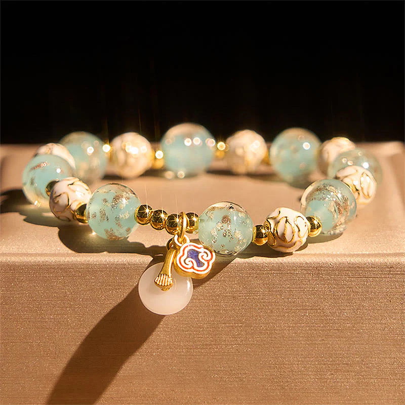 Buddha Stones Blue Liuli Glass Blessings Bracelet