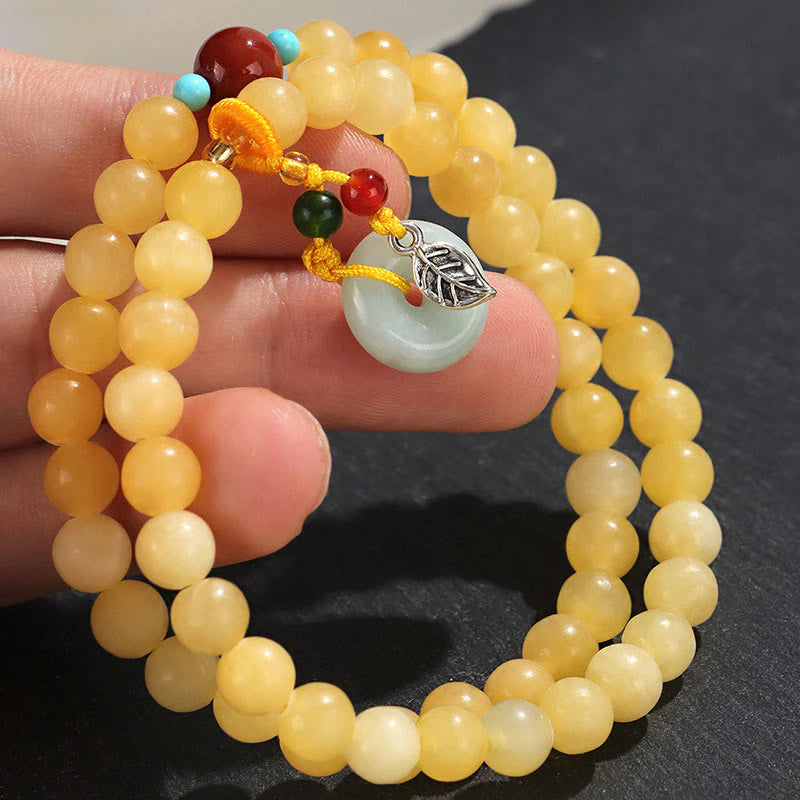 Buddha Stones Topaz Peace Buckle Double Wrap Design Wealth Bracelet