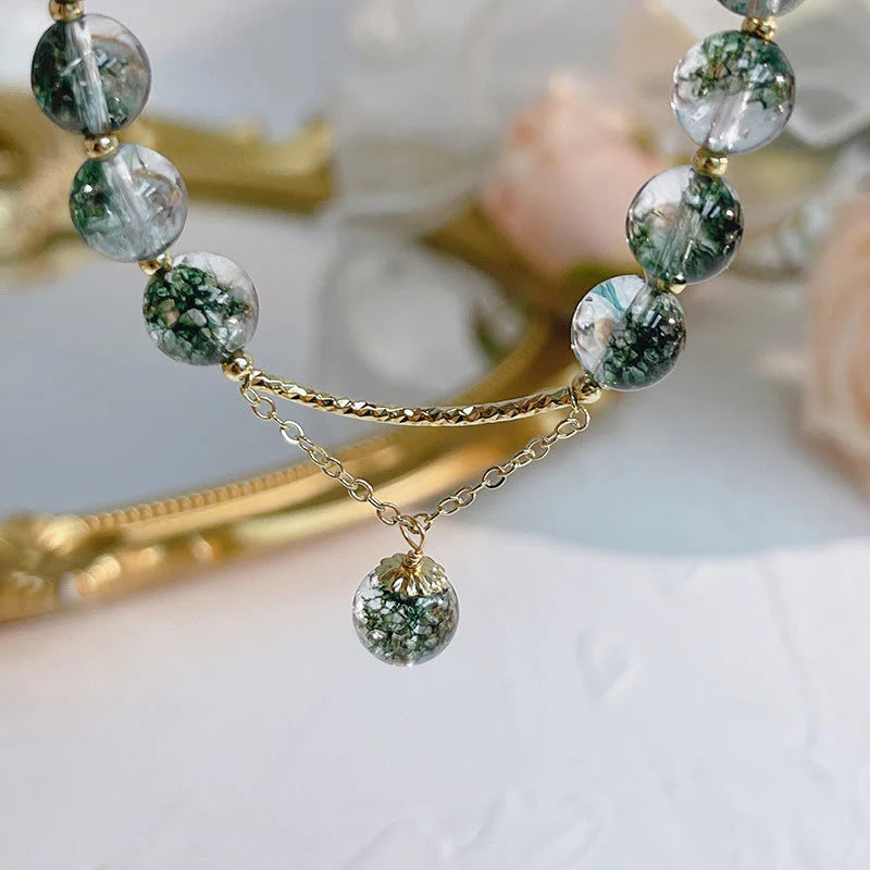 Buddha Stones Green Phantom Crystal Confidence Charm Bracelet