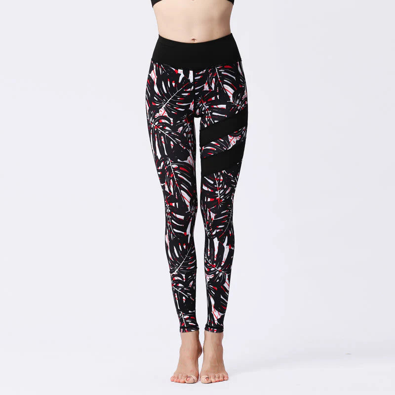 Buddha Stones Flower Petal Leaves Print Sports Exercise Fitness High Waist Leggings Women's Yoga Pants