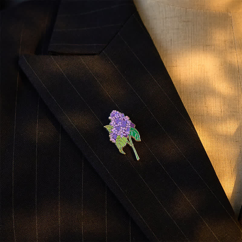 Buddha Stones Small Forget-Me-Not Corn Poppy Lily of the Valley Hydrangea Lupine Copper Brooch
