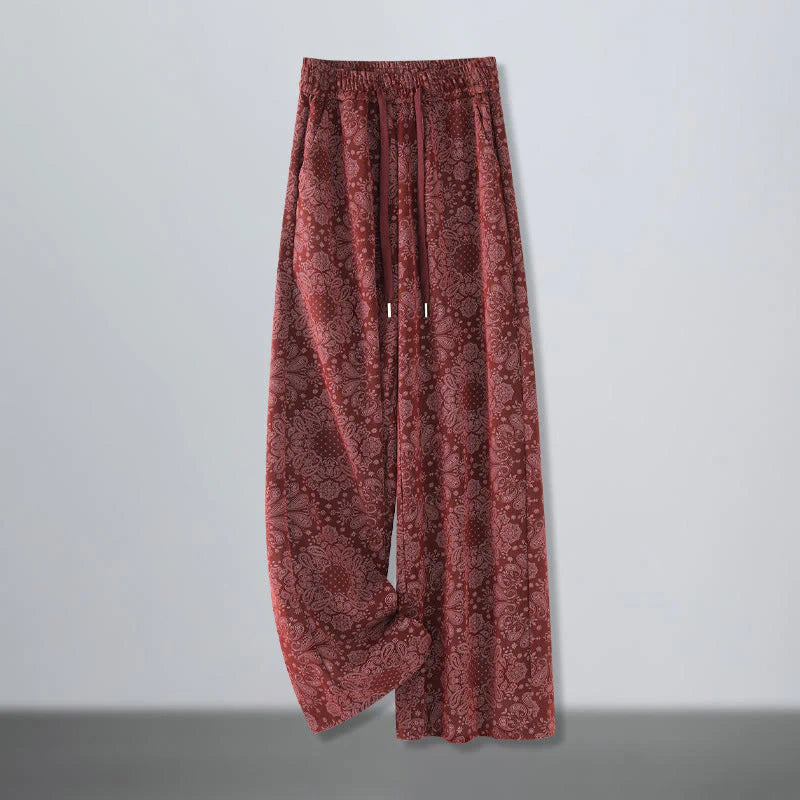 Buddha Stones Casual Floral Pattern Polyester Women's Wide Leg Pants With Pockets