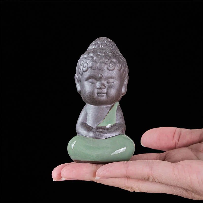 Buddha Stones Prayer Meditation Resting Monk Ceramic Statue Serenity Home Decoration