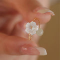 Buddha Stones 14k Gold Plated Round Hetian Jade Tridacna Stone Peach Blossom Flower Butterfly Prosperity Adjustable Ring (Extra 35% Off | USE CODE: FS35)