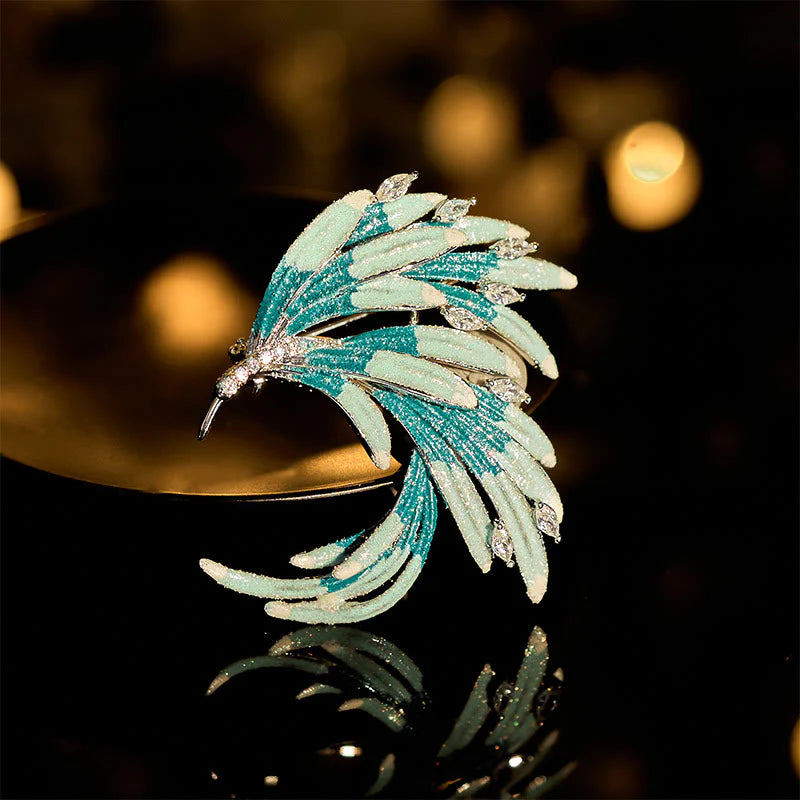 Buddha Stones Phoenix Feather Strength Copper Brooch