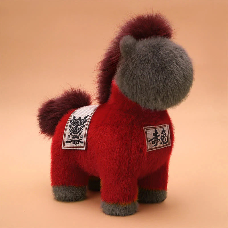 Buddha Stones Year Of The Horse Embroidered Saddle Pad Plush Doll Home Decoration